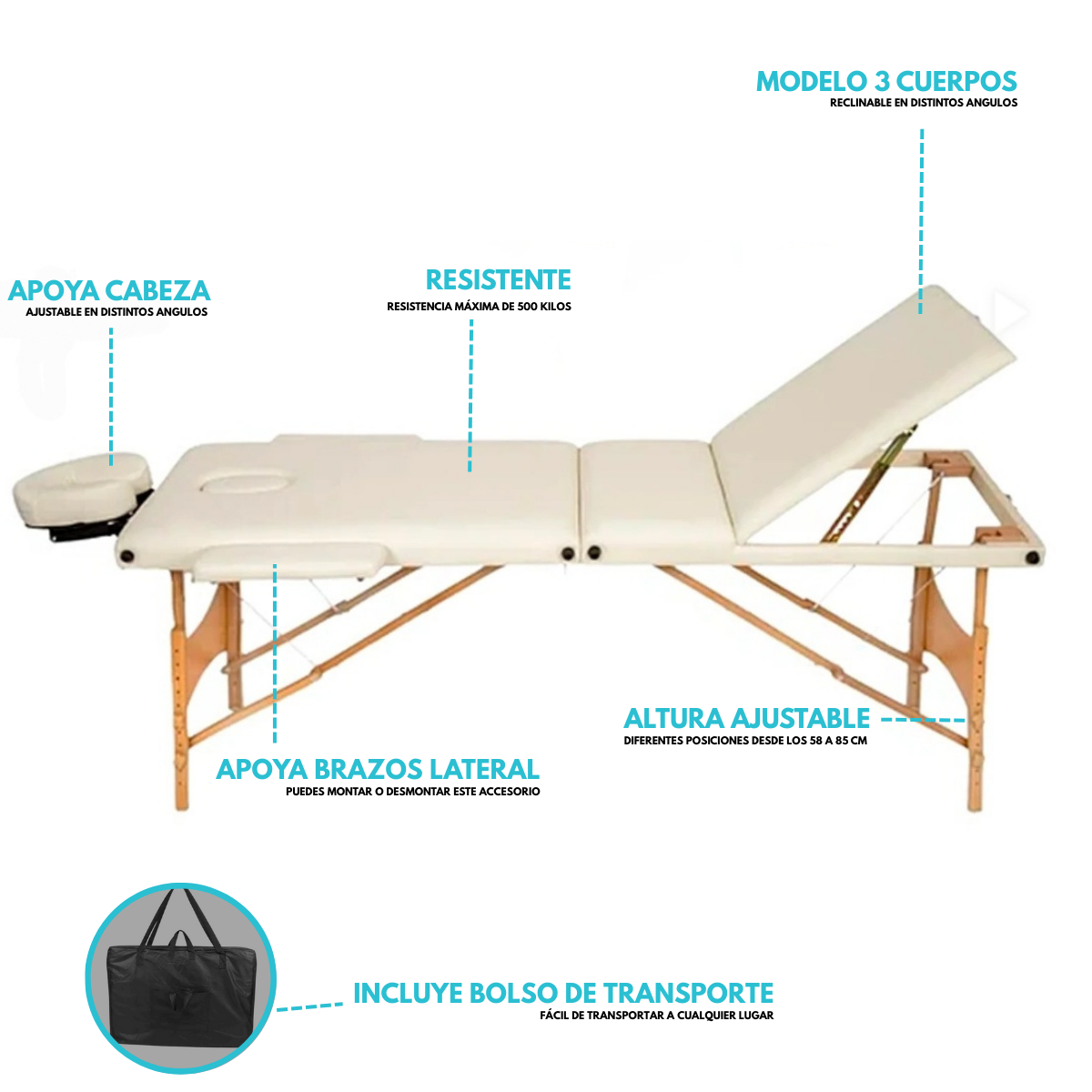 Camilla 3 cuerpos + bolso de transporte PROMO HALLOWEEN