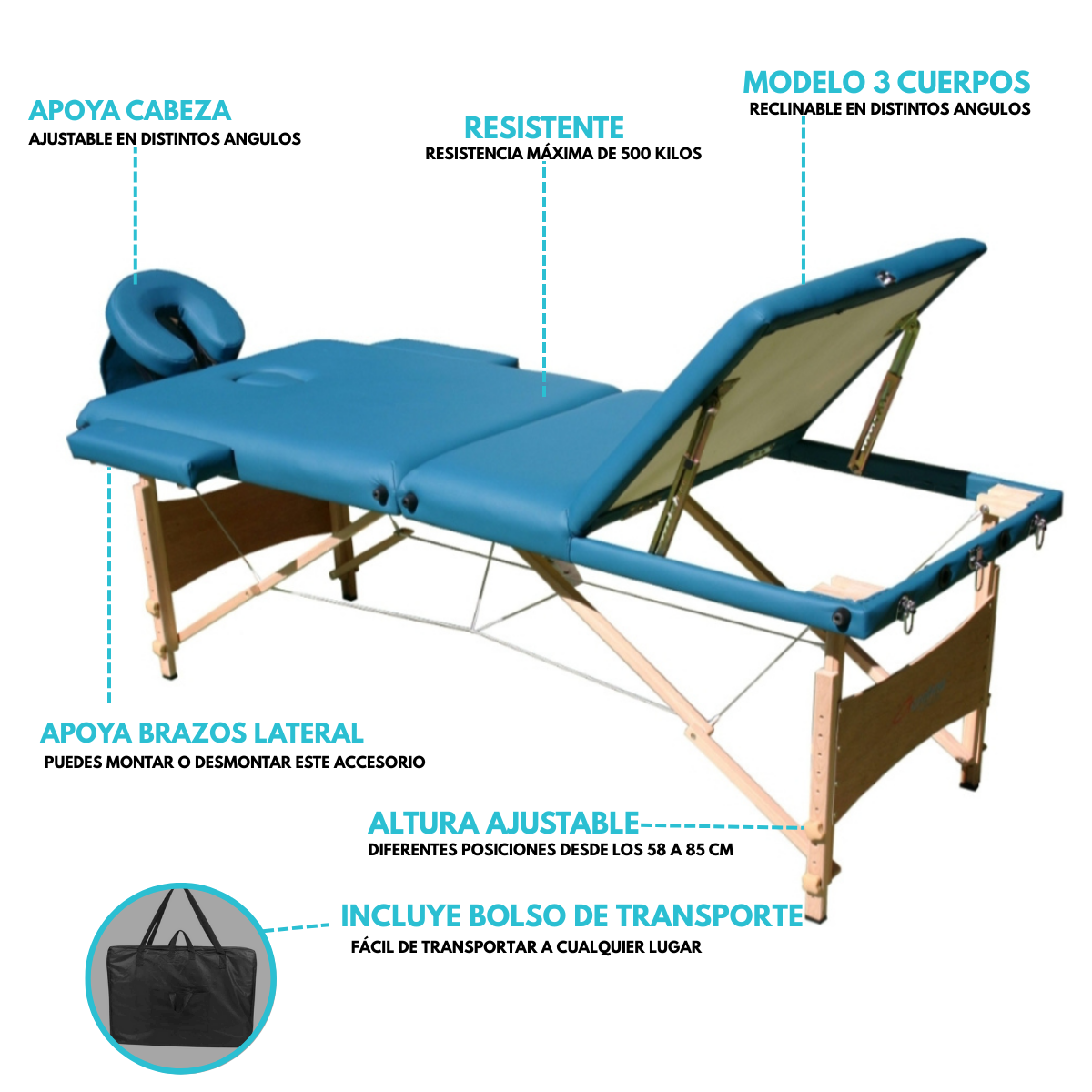 Camilla 3 cuerpos + bolso de transporte PROMO HALLOWEEN