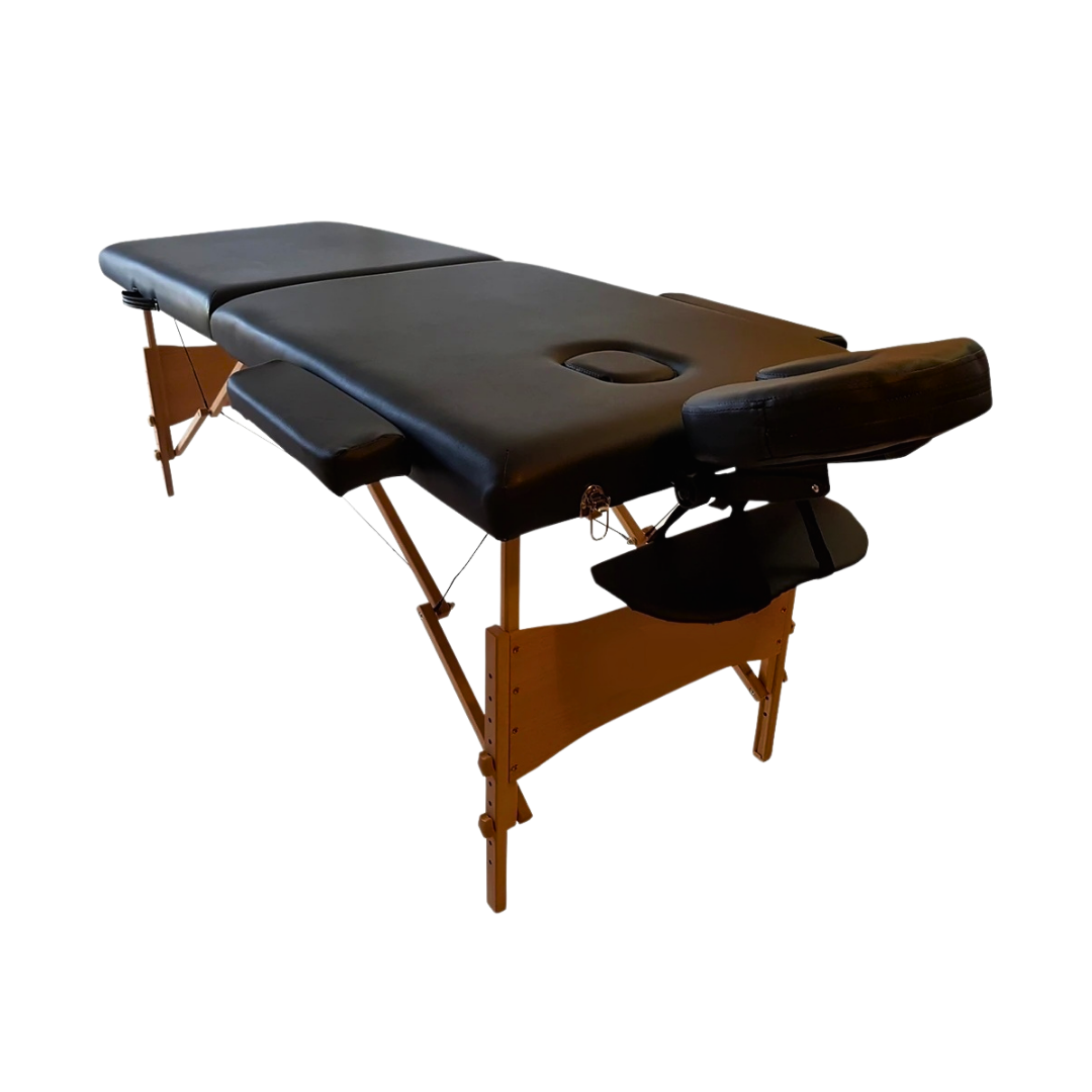 Pack camilla 2 cuerpos negro + taburete