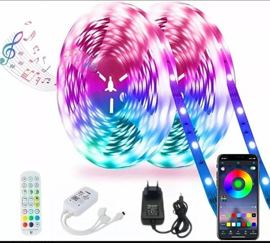 Tira De Luces Led Rrgb Bluetooth Música 15 Metros