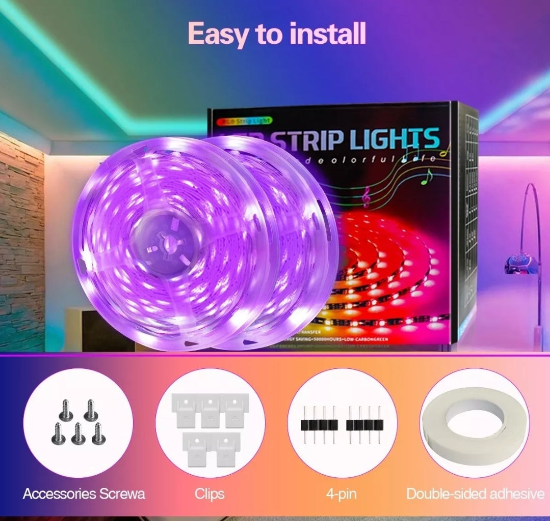 Tira De Luces Led Rrgb Bluetooth Música 15 Metros