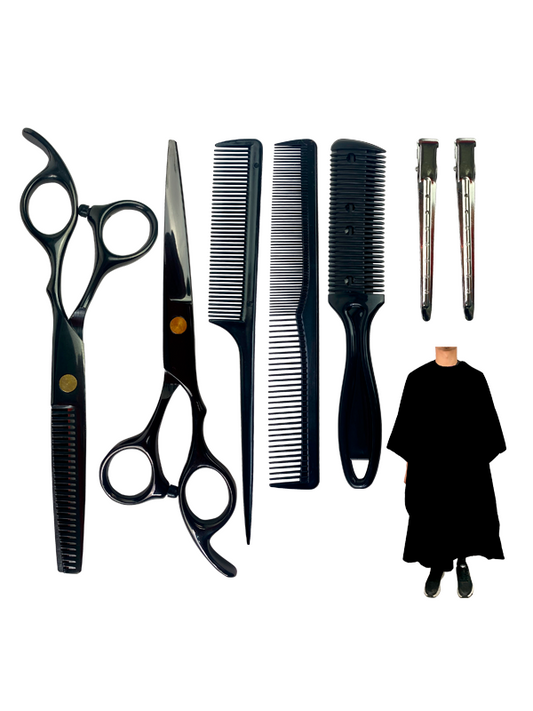 Pack Barbería Corte Cabello Tijeras Capa Peines Pinzas